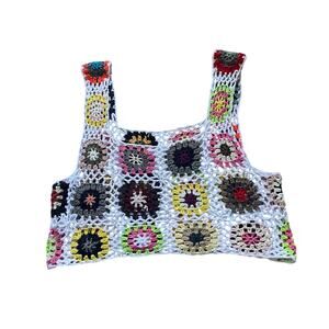 Swen + Seen Women's/Teen Crotchet Crop top Size Large Knit Cottagecore Festival